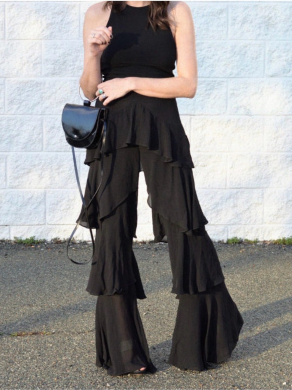 NWT Zara Collection Women’s Ramie Ruffled Pants Flowy Small Black 5344/051 - Picture 13 of 16